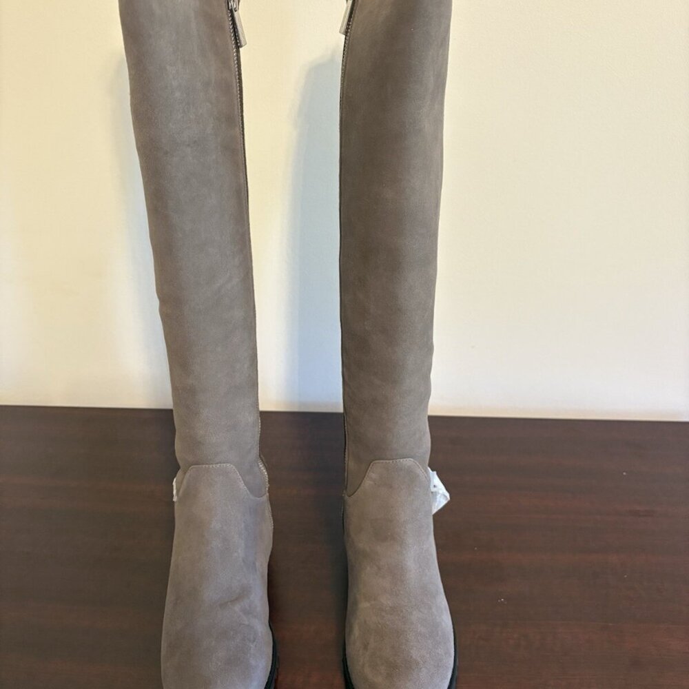 NIB Michael Kors BRANSON Suede Riding Mid Boot Knee High Mushroom 6M $275 - Picture 2 of 10